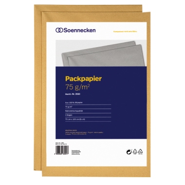 Soennecken Packpapierbogen 75 x 100 cm (B x H) 75g/m² 100 % Altpapier natronbraun 2 Bg./Pack.