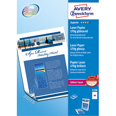 Avery Zweckform Farblaserpapier Superior DIN A4 170g/m² elementar chlorfrei gebleicht weiß 200 Bl./Pack.