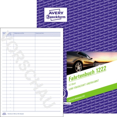 Avery Zweckform Fahrtenbuch DIN A5 PKW blau 32 Bl.