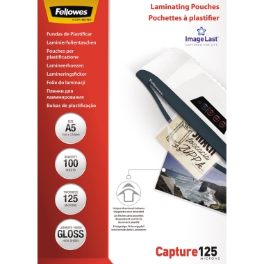 Fellowes® Laminierfolie ImageLast™ Capture 125 154 x 216 mm (B x H) DIN A5 125µm glänzend 100 St./Pack.