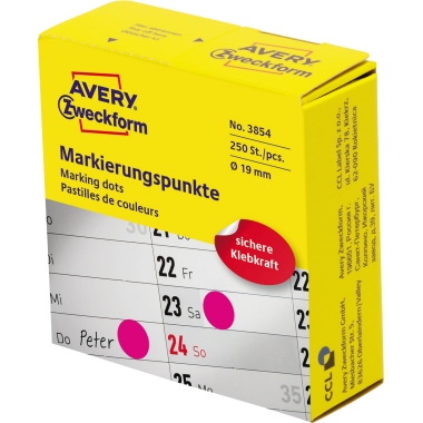 Avery Zweckform Markierungspunkt 3854 19mm magenta 250 St./Pack.