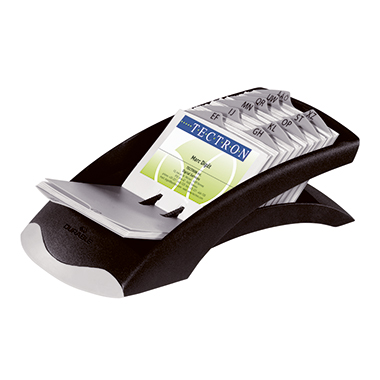 DURABLE Visitenkartenständer VISIFIX® DESK VEGAS 104 x 72 mm (B x H) gefüllt 200 Karten 100 Hüllen Kunststoff schwarz