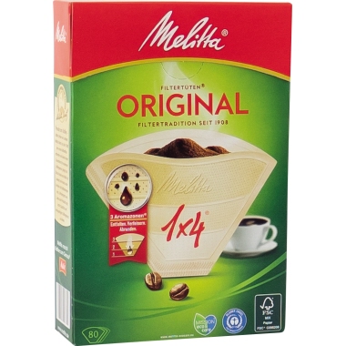 Melitta Kaffeefiltertüte Typ 1x4 206810 naturbraun 80 St./Pack.