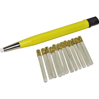 RoNa Glaspinsel 4 x 120 mm (Ø x L) inkl. 12 Ersatzpinsel Metall gelb