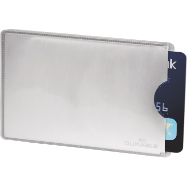 DURABLE Kartenhülle RFID SECURE 61 x 90 mm (B x H) rechts offen dokumentenecht Weich-Polyethylen, Aluminium, PET silber matt 10 St./Pack.