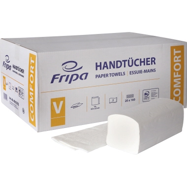 Fripa Papierhandtuch Comfort 25 x 23 cm (B x L) 100 % Zellstoff hochweiß 20 x 160 Bl./Pack.