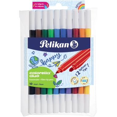 Pelikan Fasermaler Colorella® duo C 407 1 und 2mm farbig sortiert auswaschbar 10 St./Pack.