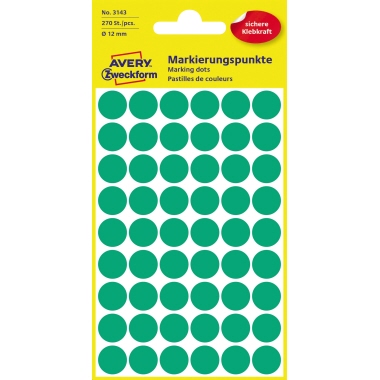 Avery Zweckform Markierungspunkt 12mm Papier grün 270 Etik./Pack.