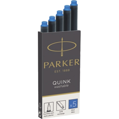 Parker Tintenpatrone QUINK Großraumtintenpatrone QUINK löschbar königsblau 5 St./Pack.