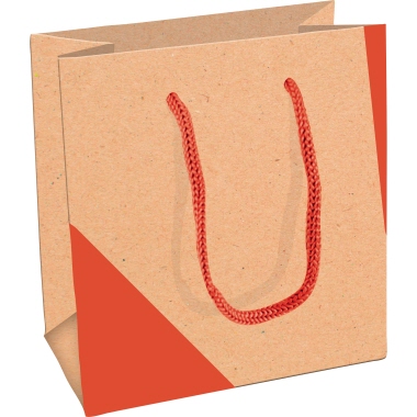 Clairefontaine Geschenktragetasche 14 x 7,5 x 15 cm (B x H x T) Kraftpapier natur/neonorange Dreieck