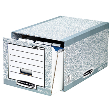 Bankers Box® Aufbewahrungsbox System 39 x 31 x 56,8 cm (B x H x T) DIN A4 Karton, 100 % recycelt grau/weiß