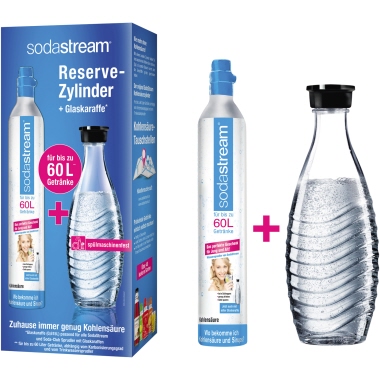 SODASTREAM CO2-Zylinder 1 l Glasflasche (spülmaschinengeeignet) SODASTREAM Wassersprudler Crystal 2.0, Easy One Touch, Easy