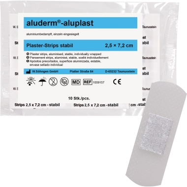 aluderm® Wundpflaster aluplast 2,5 x 7,2 cm (B x L) Polyestervlies weiß 10 St./Pack.