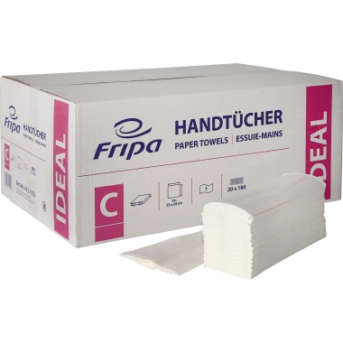 Fripa Papierhandtuch Ideal 25 x 33 cm (B x L) Zellstoff-Mix hochweiß 20 x 180 Bl./Pack.