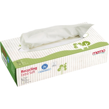 memo Kosmetiktuch Recycling Extra Soft 21 x 20,5 cm (B x H) Papier, 100 % recycelt weiß 100 St./Pack.