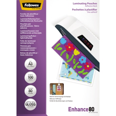 Fellowes® Laminierfolie Enhance 80 303 x 426 mm (B x H) DIN A3 80µm glänzend 100 St./Pack.