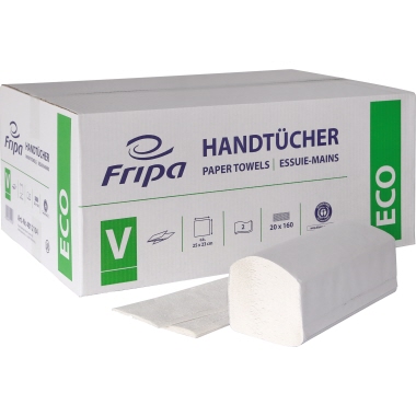 Fripa Papierhandtuch ECO 25 x 23 cm (B x L) Papier, 100 % recycelt weiß 20 x 160 Bl./Pack.