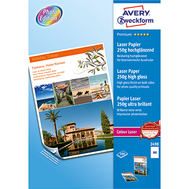 Avery Zweckform Farblaserpapier Premium DIN A4 250g/m² chlorfrei gebleicht weiß 100 Bl./Pack.