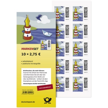 Briefmarke Welt der Briefe 2,75 Euro selbstklebend Leuchtfederstift 10 St./Pack.