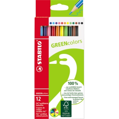 STABILO® Farbstift GREENcolors farbig sortiert 12 St./Pack.