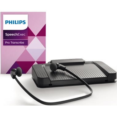 Philips Wiedergabeset PSE7277 USB Speech Exec Pro Transkriptions- und Spracherkennungssoftware, Stereokopfhörer LFH0334, USB-Fußschalter LFH2330, Kurzanleitung