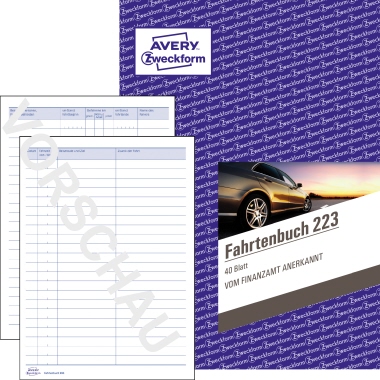 Avery Zweckform Fahrtenbuch DIN A5 PKW blau 40 Bl.