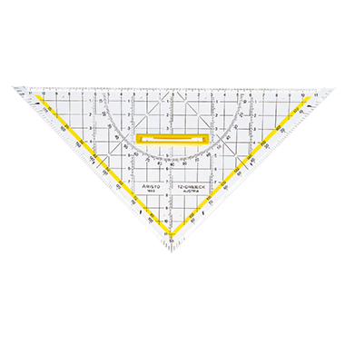 Aristo Geometriedreieck 25cm mit farbig hinterlegten Winkelgraden mit Griff Plexiglas® glasklar