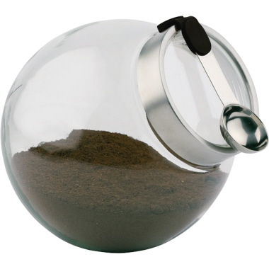 APS Vorratsdose 20 x 18 cm (Ø x H) 2,2l inkl. Edelstahl-Löffel mit magnetischem Silikongriff Glas/Edelstahl transparent