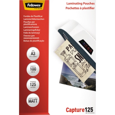 Fellowes® Laminierfolie Capture 125 303 x 426 mm (B x H) DIN A3 125µm matt 100 St./Pack.