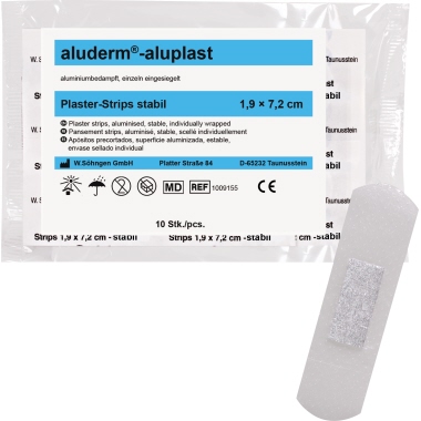 aluderm® Wundpflaster aluplast 1,9 x 7,2 cm (B x L) Polyestervlies weiß 10 St./Pack.