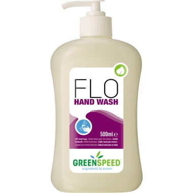 GREENSPEED Flüssigseife FLO HAND WASH Blume biologisch abbaubar pH-Wert: 7 Ausführung des Behälters: Pumpflasche Material des Behälters: Kunststoff 0,5l