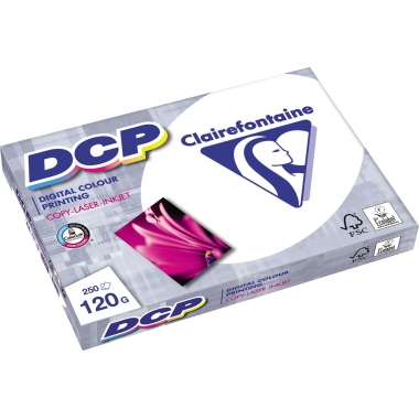 Clairefontaine Farblaserpapier DCP DIN A4 120g/m² elementar chlorfrei gebleicht hochweiß 250 Bl./Pack.