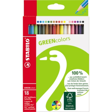STABILO® Farbstift GREENcolors farbig sortiert 18 St./Pack.