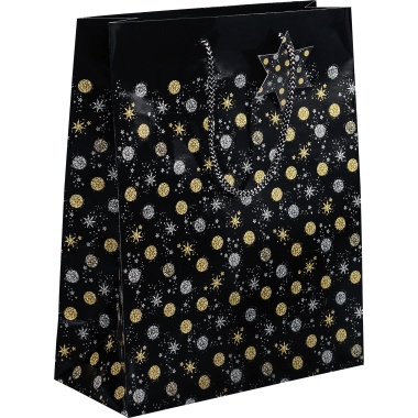 SIGEL Geschenktragetasche 26 x 33 x 12 cm (B x H x T) Papier schwarz/gold/silber Stardust