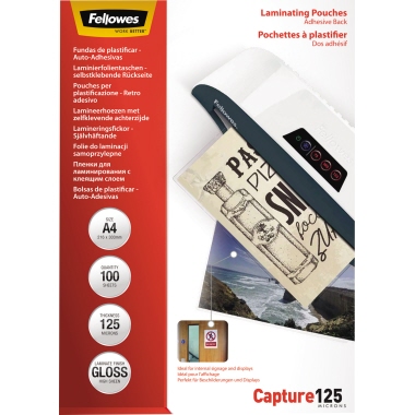 Fellowes® Laminierfolie Capture 125 216 x 303 mm (B x H) DIN A4 125µm glänzend 100 St./Pack.