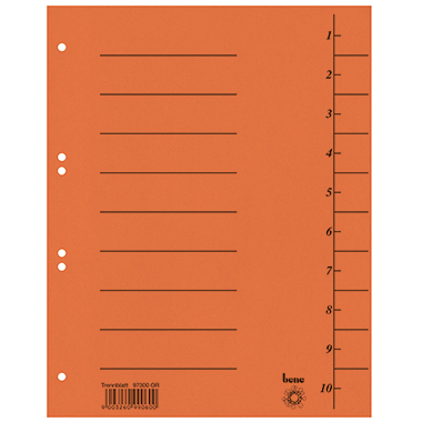 Bene Trennblatt 97300OR A4 Karton orange 100 St./Pack.