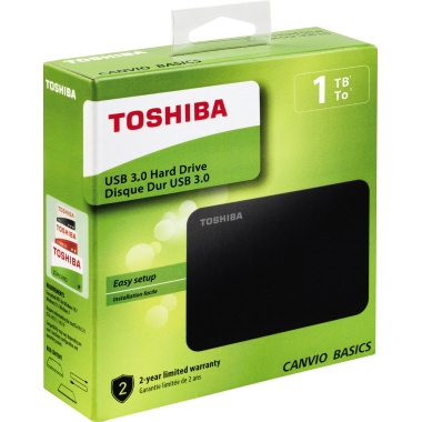 TOSHIBA Festplatte extern Canvio BASICS 78 x 14 x 109 mm (B x H x T) (2,5'') USB 3.0 1 Tbyte inkl. USB 3.0-Kabel (Typ A auf Micro-B)