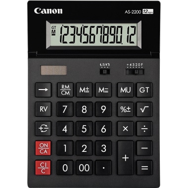 Canon Tischrechner AS-2200 4584B001AB 12st. Solar/Batt. d.gr