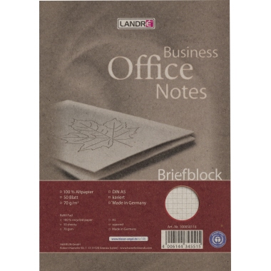 Landré Briefblock Business Office Notes DIN A5 kariert 70g/m² 50 Bl.