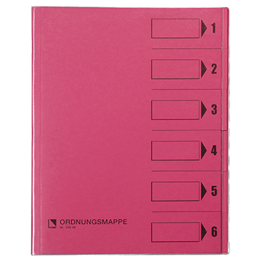 Bene Ordnungsmappe DIN A4 250g/m² Farbe: rosa 6 Fächer