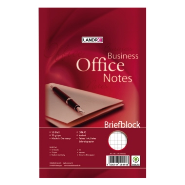 Landré Briefblock Business Office Notes DIN A4 kariert 70g/m² weiß 50 Bl.