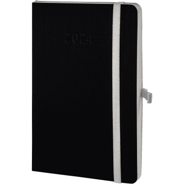 Chronoplan Buchkalender Black Edition Mini 1 Woche/2 Seiten Karton, folienlaminiert schwarz