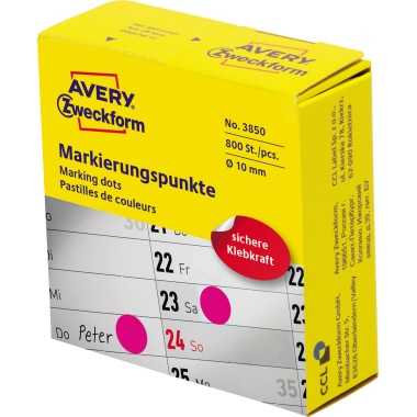 Avery Zweckform Markierungspunkt 10mm Papier magenta 800 Etik./Rl.
