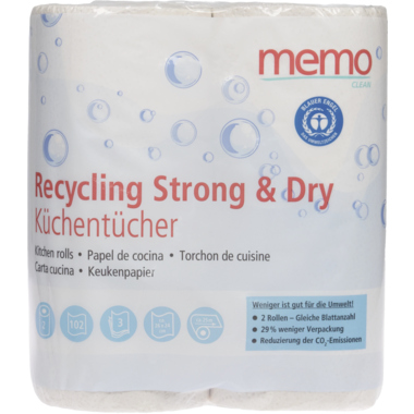 memo Küchenrolle Recycling Strong & Dry H2171 3lg. 102Bl. 2Rl.