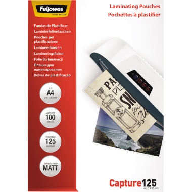 Fellowes® Laminierfolie Capture 125 216 x 303 mm (B x H) DIN A4 125µm matt 100 St./Pack.