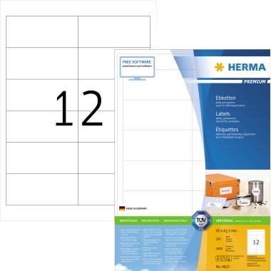 HERMA Etikett PREMIUM 4623 96,5x42,3mm weiß 2.400 St./Pack.