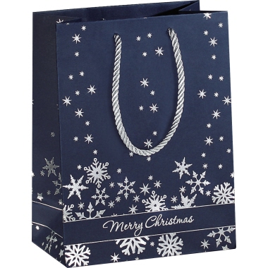 SIGEL Geschenktragetasche 17,5 x 23 x 10 cm (B x H x T) Papier blau/silber Silver Snowflakes
